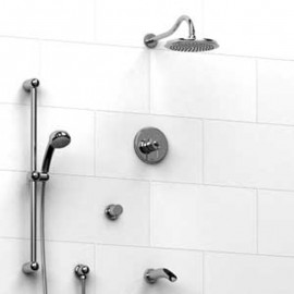 Riobel KIT1343AT Type TP thermostaticpressure balance 0.5 coaxial system with hand shower rail shower head tub spout and 3-wa...