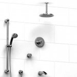 Riobel KIT1343AT Type TP thermostaticpressure balance 0.5 coaxial system with hand shower rail shower head tub spout and 3-wa...