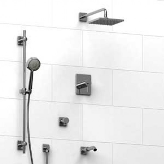 Riobel KIT1343TQ Type TP thermostaticpressure balance 0.5 coaxial system with hand shower rail shower head tub spout and 3-wa...