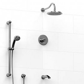 Riobel KIT1345AT Type TP thermostaticpressure balance 0.5 coaxial 3-way system with hand shower rail shower head and spout