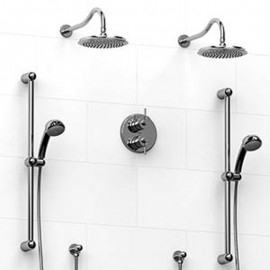 Riobel KIT1483AT Type TP thermostaticpressure balance 0.75 double coaxial system with 2 hand shower rails 2 shower arms and 2...