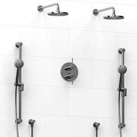 Riobel KIT1483CSTM Type TP thermostaticpressure balance 0.75 double coaxial system with 2 hand shower rails 2 shower arms and...