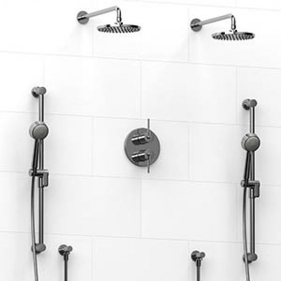 Riobel KIT1483CSTM Type TP thermostaticpressure balance 0.75 double coaxial system with 2 hand shower rails 2 shower arms and...