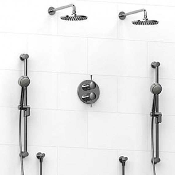 Riobel Edge KIT1483EDTM Type TP thermostaticpressure balance 0.75 double coaxial system with 2 hand shower rails 2 shower arms a