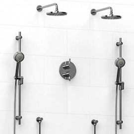 Riobel KIT1483SHTM Type TP thermostaticpressure balance 0.75 double coaxial system with 2 hand shower rails 2 shower arms and...