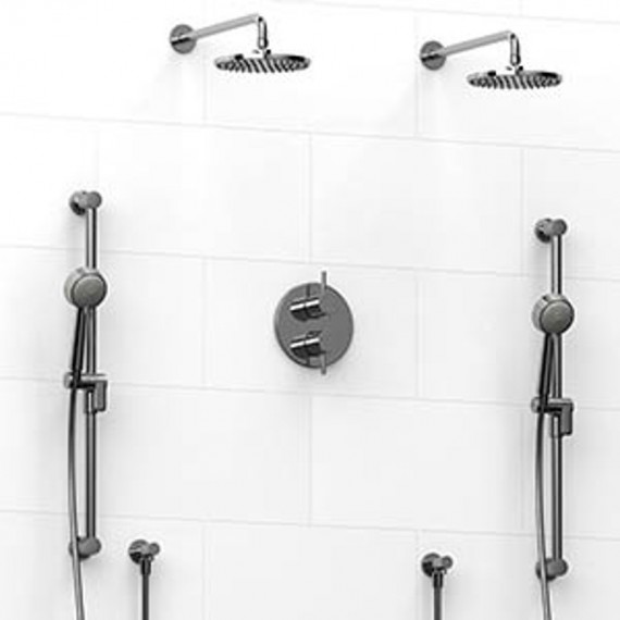 Riobel Sylla KIT1483SYTM Type TP thermostaticpressure balance 0.75 double coaxial system with 2 hand shower rails 2 shower arms 