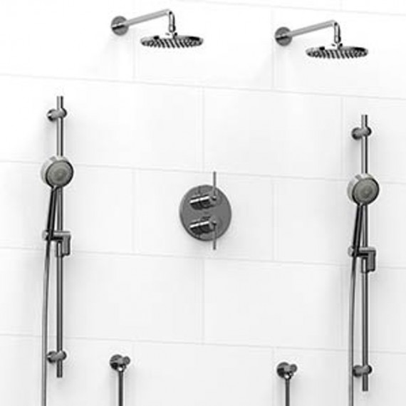 Riobel KIT1483VSTM Type TP thermostaticpressure balance 0.75 double coaxial system with 2 hand shower rails 2 shower arms and...