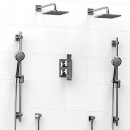 Riobel Zendo KIT1483ZOTQ Type TP thermostaticpressure balance 0.75 double coaxial system with 2 hand shower rails 2 shower arms 