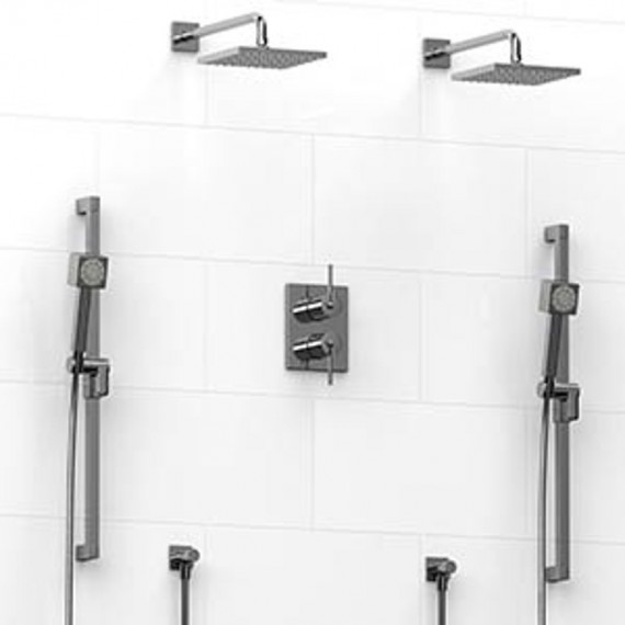 Riobel KIT1583 Double Type TP thermostaticpressure balance 0.75 double coaxial system with 2 hand shower rails 2 shower arms ...