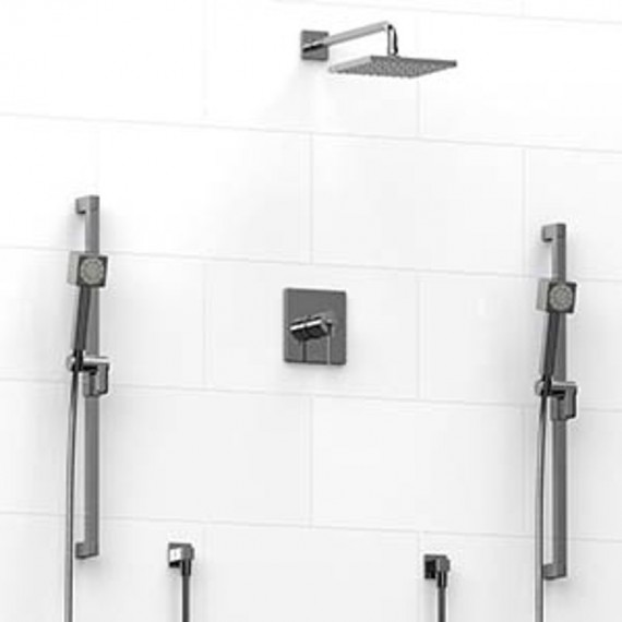 Riobel KIT2145 Type TP thermostaticpressure balance 0.5 coaxial 3-way system with 2 hand shower rails and shower head