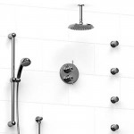 Riobel KIT483AT Type TP thermostaticpressure balance 0.75 double coaxial system with hand shower rail 4 body jets and shower ...