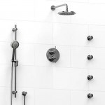 Riobel KIT483ATOP Type TP thermostaticpressure balance 0.75 double coaxial system with hand shower rail 4 body jets and showe...