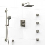 Riobel KIT483CSTQ Type TP thermostaticpressure balance 0.75 double coaxial system with hand shower rail 4 body jets and showe...