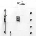 Riobel KIT483CSTQ Type TP thermostaticpressure balance 0.75 double coaxial system with hand shower rail 4 body jets and showe...