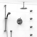 Riobel KIT483FI Type TP thermostaticpressure balance 0.75 double coaxial system with hand shower rail 4 body jets and shower ...