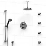 Riobel KIT483FM Type TP thermostaticpressure balance 0.75 double coaxial system with hand shower rail 4 body jets and shower ...