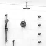 Riobel KIT483GS Type TP thermostaticpressure balance 0.75 double coaxial system with hand shower rail 4 body jets and shower ...