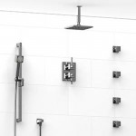 Riobel KIT483MZ Type TP thermostaticpressure balance 0.75 double coaxial system with hand shower rail 4 body jets and shower ...