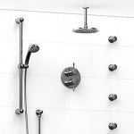 Riobel KIT483PR Type TP thermostaticpressure balance 0.75 double coaxial system with hand shower rail 4 body jets and shower ...