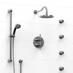 Riobel KIT483RT Type TP thermostaticpressure balance 0.75 double coaxial system with hand shower rail 4 body jets and shower ...