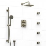 Riobel Salome KIT483SA Type TP thermostaticpressure balance 0.75 double coaxial system with hand shower rail 4 body jets and sho