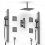 Riobel KIT5783 Type TP thermostaticpressure balance 0.75 double coaxial system with 2 hand shower rails 4 body jets and showe...