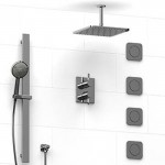 Riobel KIT5883 Type TP thermostaticpressure balance 0.75 double coaxial system with 2 hand shower rails 4 body jets and showe...