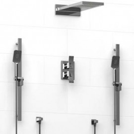 Riobel KIT7483 Double Type TP thermostaticpressure balance 0.75 double coaxial system with 2 hand shower rails and rainfall s...