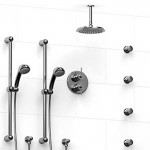 Riobel KIT783AT Type TP thermostaticpressure balance 0.75 double coaxial system with 2 hand shower rails 4 body jets and show...