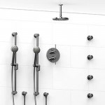 Riobel KIT783CSTM Type TP thermostaticpressure balance 0.75 double coaxial system with 2 hand shower rails 4 body jets and sh...