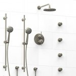 Riobel KIT783CSTM Type TP thermostaticpressure balance 0.75 double coaxial system with 2 hand shower rails 4 body jets and sh...