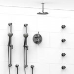 Riobel Edge KIT783EDTM Type TP thermostaticpressure balance 0.75 double coaxial system with 2 hand shower rails 4 body jets and 