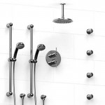 Riobel KIT783FM Type TP thermostaticpressure balance 0.75 double coaxial system with 2 hand shower rails 4 body jets and show...