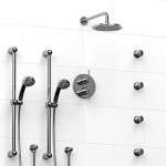 Riobel KIT783FM Type TP thermostaticpressure balance 0.75 double coaxial system with 2 hand shower rails 4 body jets and show...