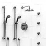 Riobel Georgian KIT783GN Type TP thermostaticpressure balance 0.75 double coaxial system with 2 hand shower rails 4 body jets an