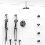 Riobel KIT783GS Type TP thermostaticpressure balance 0.75 double coaxial system with 2 hand shower rails 4 body jets and show...