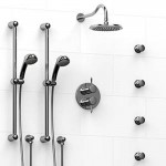 Riobel KIT783RT Type TP thermostaticpressure balance 0.75 double coaxial system with 2 hand shower rails 4 body jets and show...