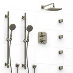 Riobel Salome KIT783SA Type TP thermostaticpressure balance 0.75 double coaxial system with 2 hand shower rails 4 body jets and 