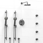 Riobel KIT783SHTM Type TP thermostaticpressure balance 0.75 double coaxial system with 2 hand shower rails 4 body jets and sh...