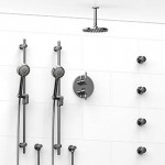 Riobel KIT783SHTM Type TP thermostaticpressure balance 0.75 double coaxial system with 2 hand shower rails 4 body jets and sh...