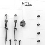 Riobel Sylla KIT783SYTM Type TP thermostaticpressure balance 0.75 double coaxial system with 2 hand shower rails 4 body jets and