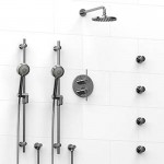 Riobel KIT783VSTM Type TP thermostaticpressure balance 0.75 double coaxial system with 2 hand shower rails 4 body jets and sh...