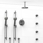 Riobel KIT783VSTM Type TP thermostaticpressure balance 0.75 double coaxial system with 2 hand shower rails 4 body jets and sh...