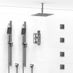 Riobel KIT8683 Type TP thermostaticpressure balance 0.75 double coaxial system with 2 hand shower rails 4 body jets and showe...