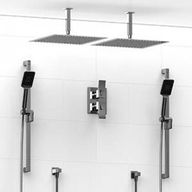 Riobel KIT8883 Type TP thermostaticpressure balance 0.75 double coaxial system with 2 hand shower rails 2 shower arms and 2 s...