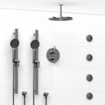 Riobel KIT8983 Type TP thermostaticpressure balance 0.75 double coaxial system with 2 hand shower rails 4 body jets and showe...