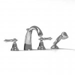 Riobel PR12L 4-piece deck-mount tub filler with hand shower