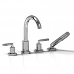 Riobel Sylla SY12L 4-piece deck-mount tub filler with hand shower