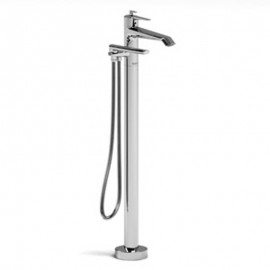 Riobel Venty TVY39 2-way Type T thermostatic coaxial floor-mount tub filler with hand shower trim