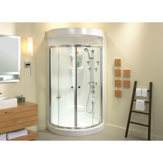 Freestyle 37 Round 37 x 37 Acrylic Corner Center Drain Two-Piece Shower in  White